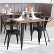 All-Weather Metal Stack Chair with Arms and Poly Resin Seat - Black/Black