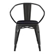 All-Weather Metal Stack Chair with Arms and Poly Resin Seat - Black/Black