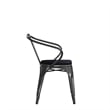All-Weather Metal Stack Chair with Arms and Poly Resin Seat - Black/Black