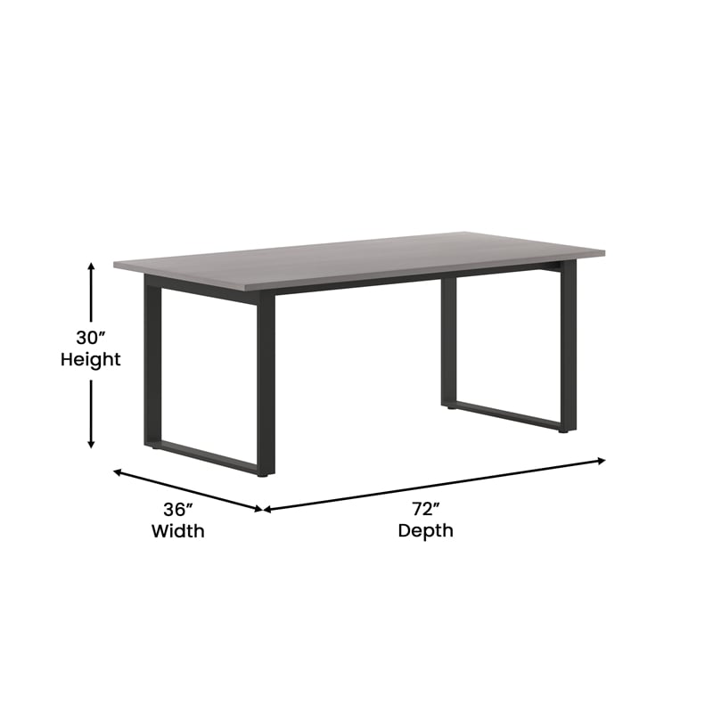 Commercial 72x36 Conference Table with Laminate Top and U-Frame Base - Gray Oak
