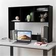 Space-Saving Desktop Bookshelf Storage Organizer with Assorted Cubbies in Black