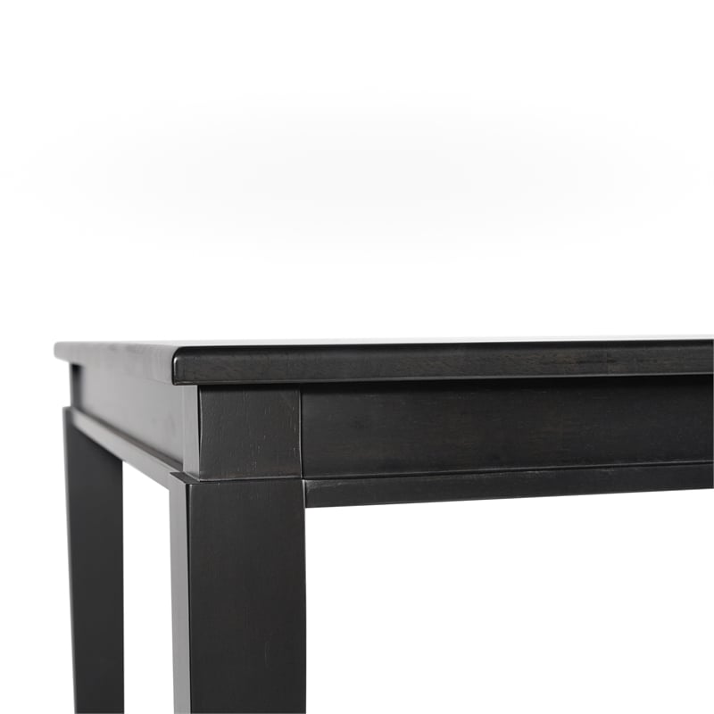 Solid Wood 47 Inch Commercial Grade Dining Table for 4 in Black Matte Finish