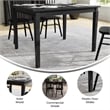 Solid Wood 47 Inch Commercial Grade Dining Table for 4 in Black Matte Finish