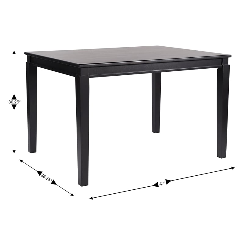 Solid Wood 47 Inch Commercial Grade Dining Table for 4 in Black Matte Finish