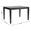 Solid Wood 47 Inch Commercial Grade Dining Table for 4 in Black Matte Finish