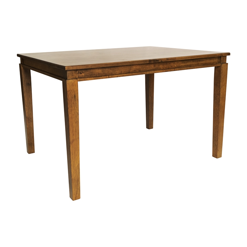 Solid Wood 47 Inch Commercial Grade Dining Table for 4 in Brown Matte Finish