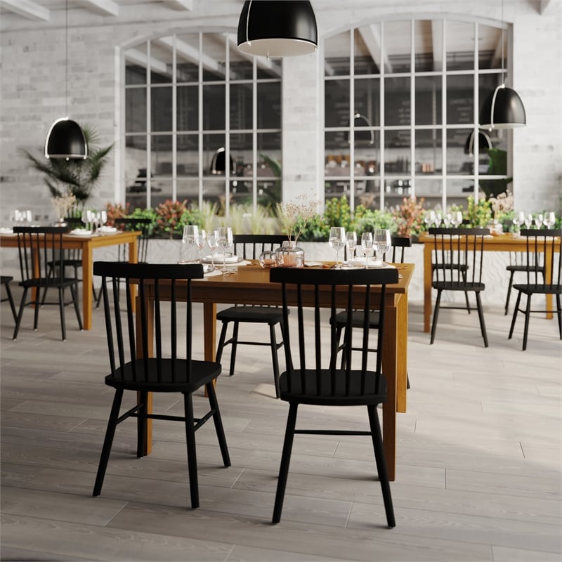 Solid Wood 47 Inch Commercial Grade Dining Table for 4 in Brown Matte Finish