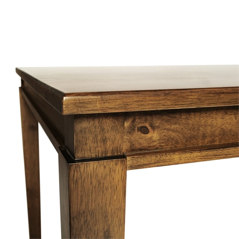 Solid Wood 47 Inch Commercial Grade Dining Table for 4 in Brown Matte Finish