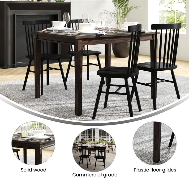 Solid Wood 47 Inch Commercial Grade Dining Table for 4 in Wenge Matte Finish