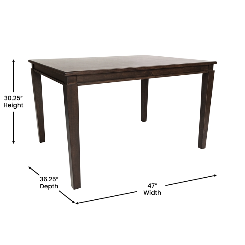 Solid Wood 47 Inch Commercial Grade Dining Table for 4 in Wenge Matte Finish