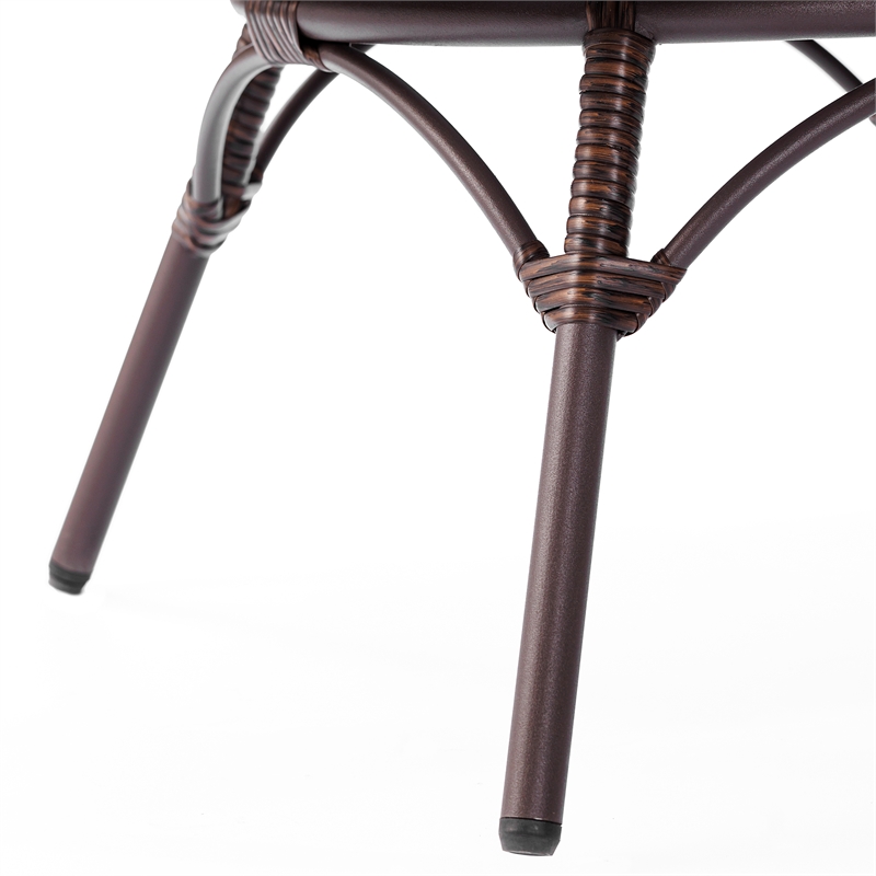 Commercial Indoor/Outdoor Wicker Swivel Lounge Chair with 4 Cushions in Brn/Crm