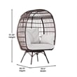 Commercial Indoor/Outdoor Wicker Swivel Lounge Chair with 4 Cushions in Brn/Crm