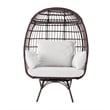 Commercial Indoor/Outdoor Wicker Swivel Lounge Chair with 4 Cushions in Brn/Crm