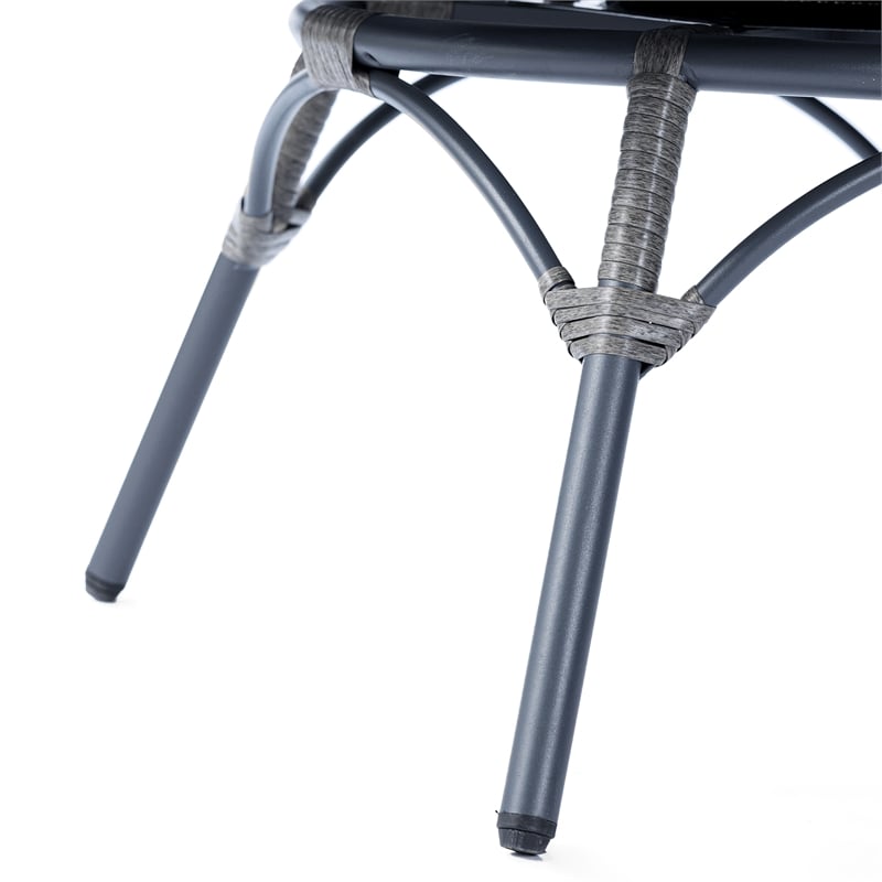 Commercial Indoor/Outdoor Wicker Swivel Lounge Chair with 4 Cushions in Gray