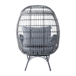 Commercial Indoor/Outdoor Wicker Swivel Lounge Chair with 4 Cushions in Gray