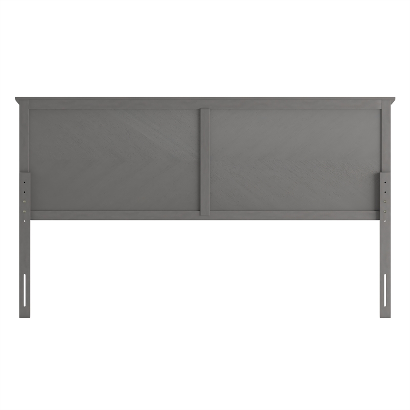 Contemporary King Size Herring Bone Wooden Headboard Only in Gray Wash
