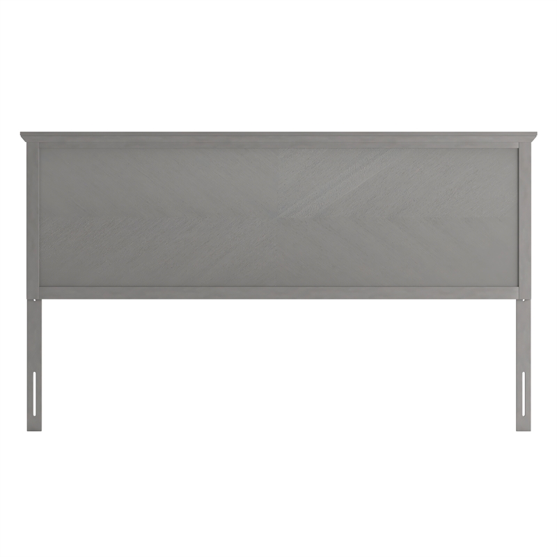Contemporary King Size Herring Bone Wooden Headboard Only in Gray Wash