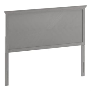 Contemporary Queen Size Herring Bone Wooden Headboard Only in Gray Wash