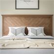 Contemporary Queen Size Herring Bone Wooden Headboard Only in Light Brown