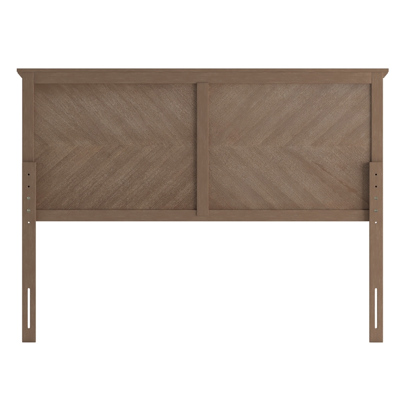 Contemporary Queen Size Herring Bone Wooden Headboard Only in Light Brown