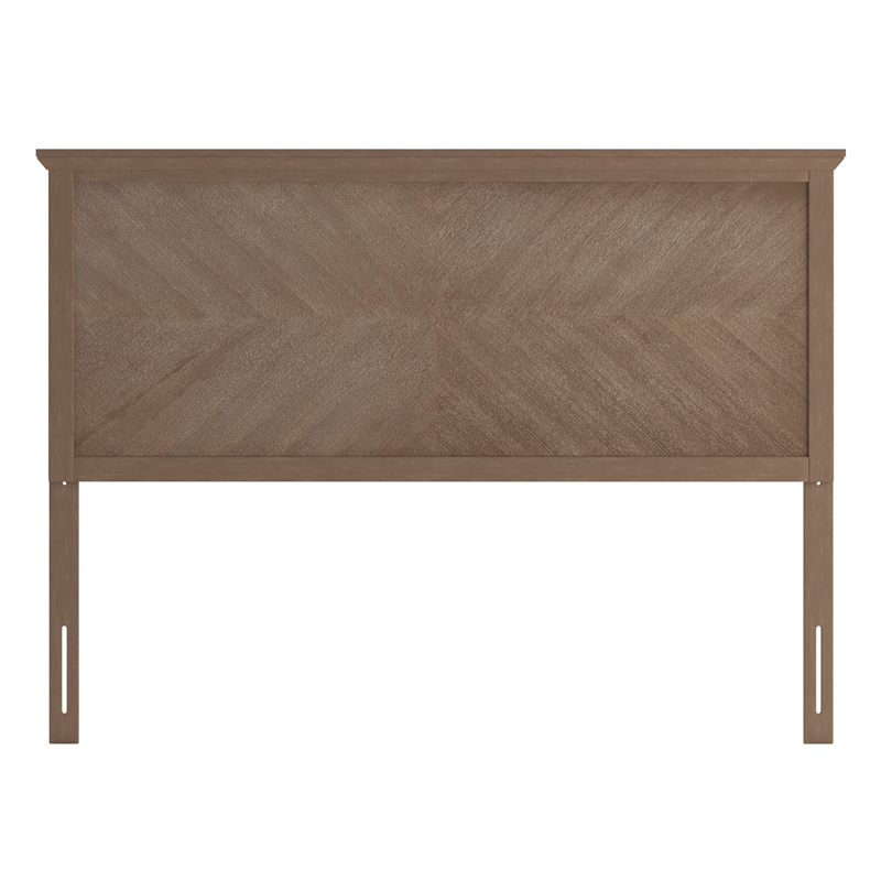 Contemporary Queen Size Herring Bone Wooden Headboard Only in Light Brown