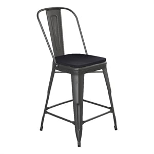 All-Weather Counter Height Stool with Poly Resin Seat - Black/Black