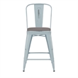 All-Weather Counter Height Stool with Poly Resin Seat - Green-Blue/Gray