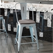All-Weather Counter Height Stool with Poly Resin Seat - Green-Blue/Gray