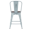 All-Weather Counter Height Stool with Poly Resin Seat - Green-Blue/Gray