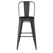 All-Weather Bar Height Stool with Poly Resin Seat - Black/Black