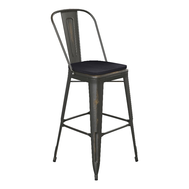 All-Weather Bar Height Stool with Poly Resin Seat - Copper/Black