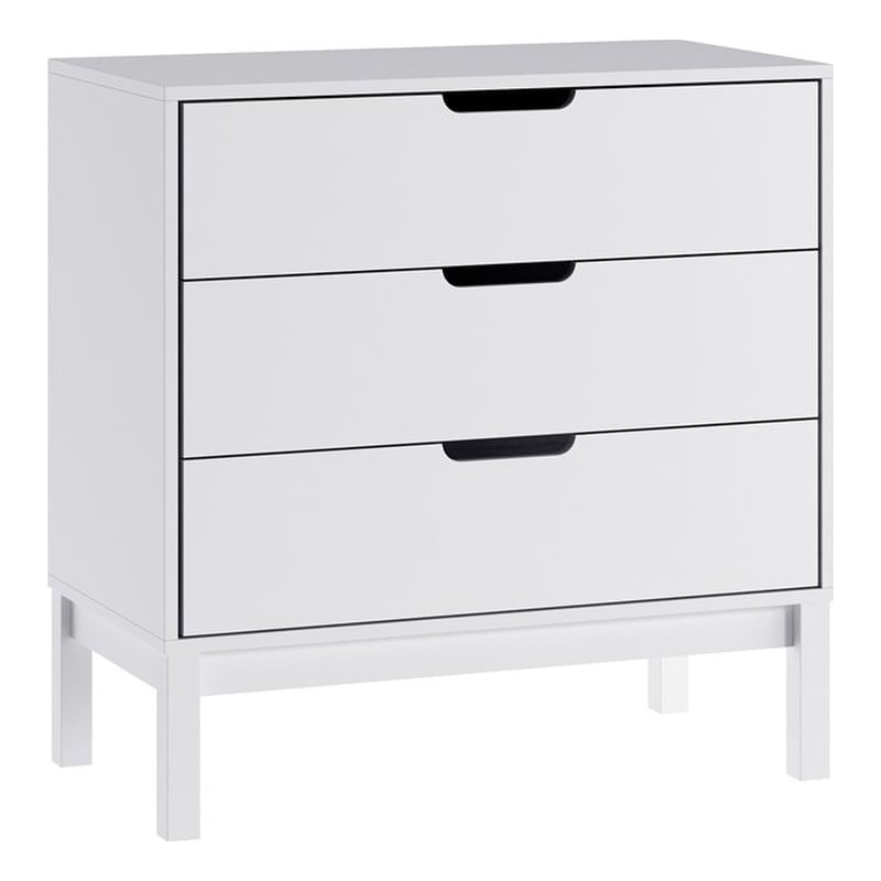 Wooden 3-Drawer Dresser with Smooth Bearing Slides for Kids Bedroom in White