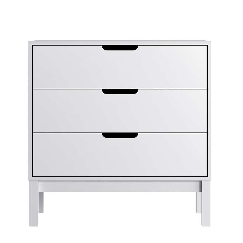 Wooden 3-Drawer Dresser with Smooth Bearing Slides for Kids Bedroom in White