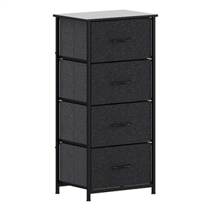 4 Drawer Dresser-Black Wood Top/Black Iron Frame/Black Drawers - Black Handles