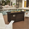Outdoor 50 000 BTU Fire Table with Steel Top and Wicker Base-Black/Espresso