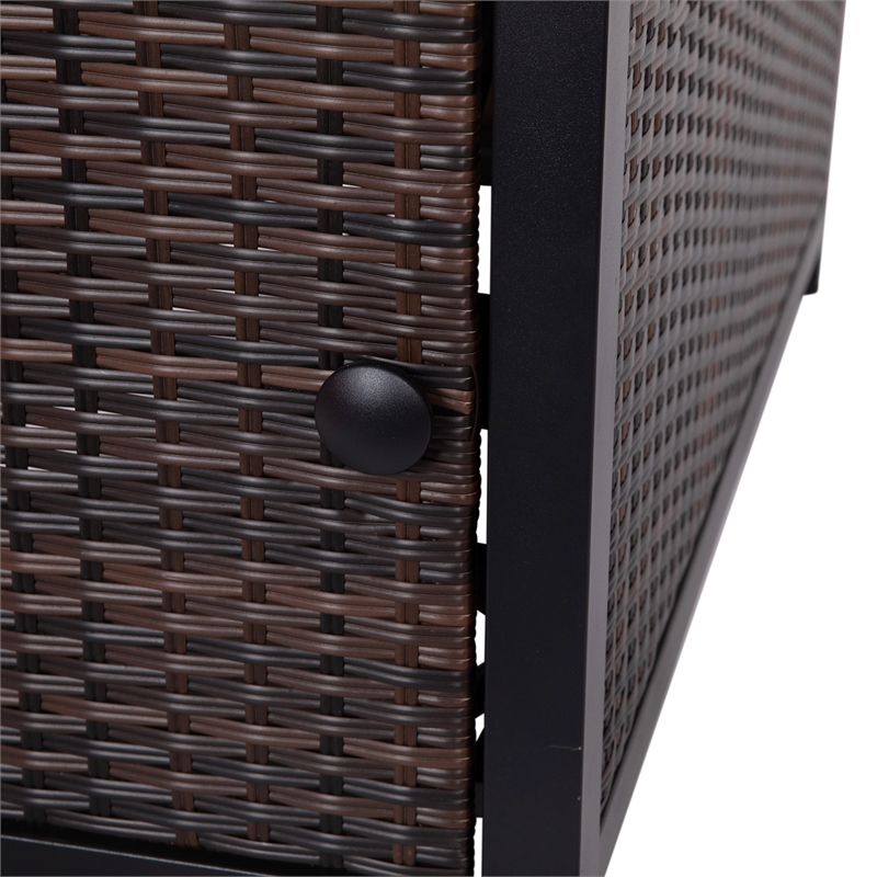 Outdoor 50 000 BTU Fire Table with Steel Top and Wicker Base-Black/Espresso