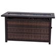 Outdoor 50 000 BTU Fire Table with Steel Top and Wicker Base-Black/Espresso