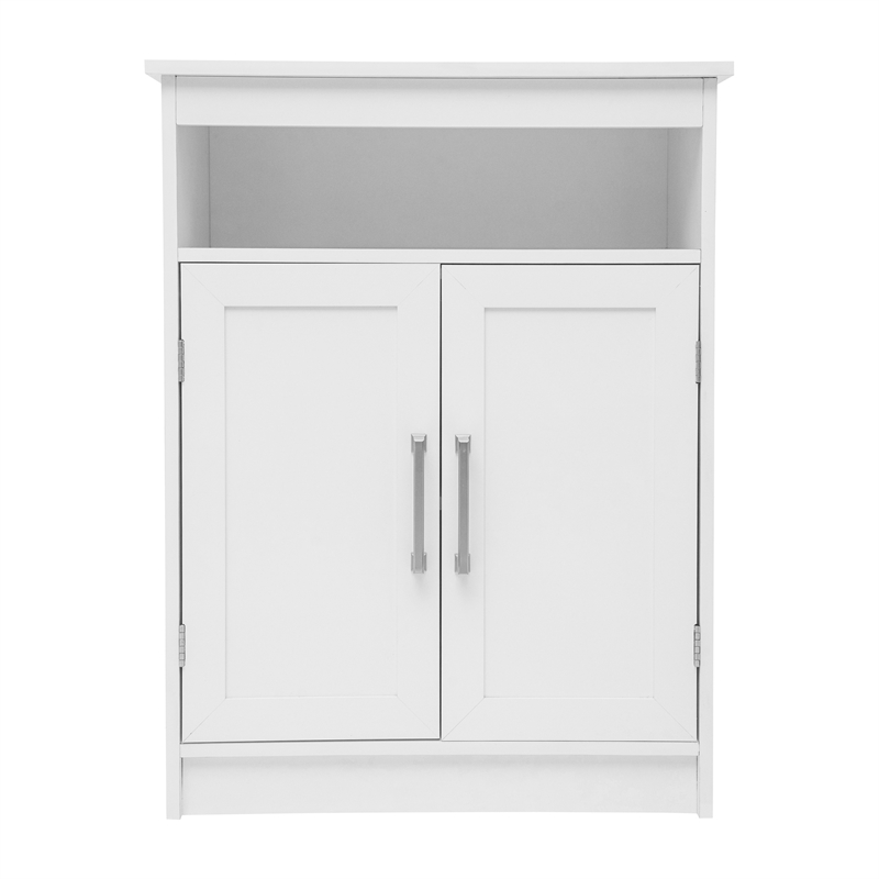 Modern Bathroom Storage Cabinet with 2 Magnetic Close Doors and Shelves - White