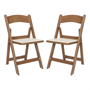 2PK Indoor/Outdoor Lightweight Wood Look Resin Folding Event Chair in Chestnut