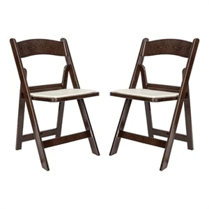 2PK Indoor/Outdoor Lightweight Wood Look Resin Folding Event Chair in Dark Brown