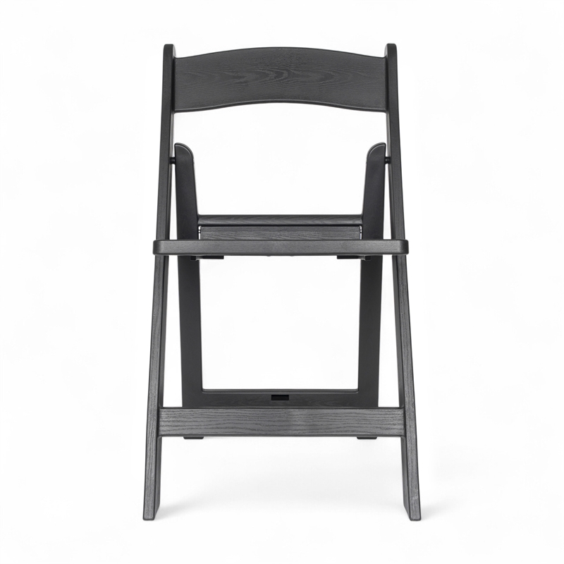 Indoor/Outdoor Lightweight Wood Look Resin Folding Event Chair in Black