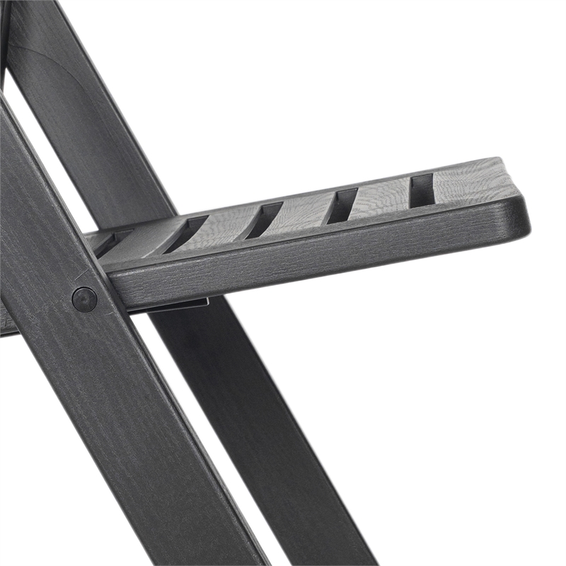 Indoor/Outdoor Lightweight Wood Look Resin Folding Event Chair in Black