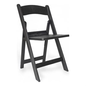 Indoor/Outdoor Lightweight Wood Look Resin Folding Event Chair in Black