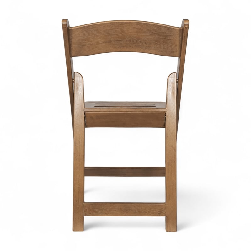 Indoor/Outdoor Lightweight Wood Look Resin Folding Event Chair in Chestnut