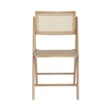 2 Pack Commercial Cane Rattan Folding Chairs - Wood Backs and Seats - Natural