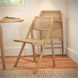 2 Pack Commercial Cane Rattan Folding Chairs - Wood Backs and Seats - Natural