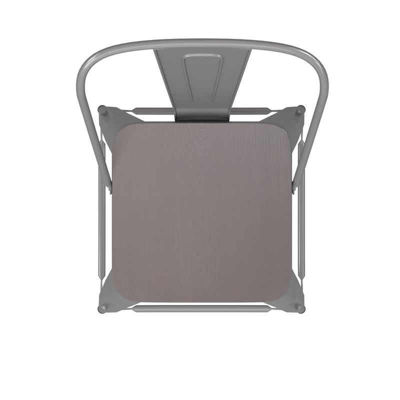 All-Weather Commercial Counter Stool with Removable Back/Poly Seat-Silver/Gray