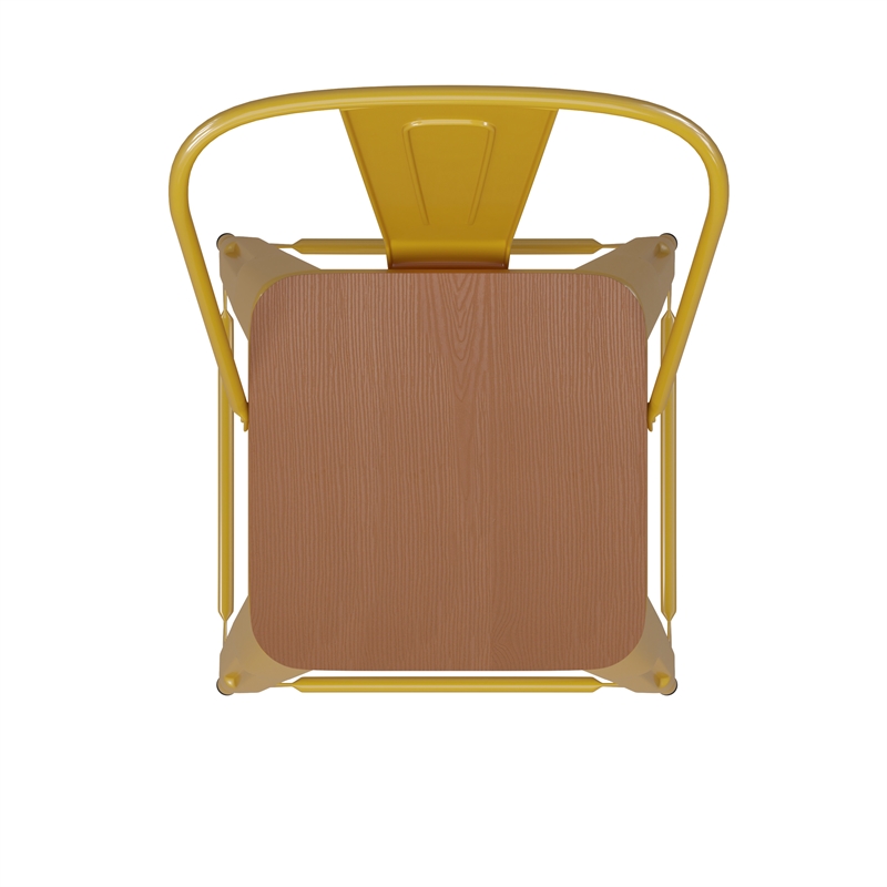 All-Weather Commercial Counter Stool with Removable Back/Poly Seat-Yellow/Teak