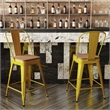 All-Weather Commercial Counter Stool with Removable Back/Poly Seat-Yellow/Teak