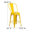 All-Weather Commercial Counter Stool with Removable Back/Poly Seat-Yellow/Teak
